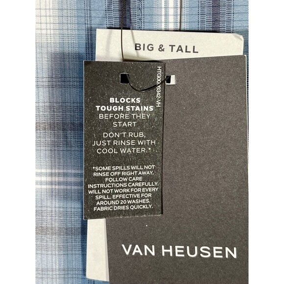 Van Heusen Mens Essential Shadow Plaid Long Sleeve Button-Down Shirt Blue - Picture 11 of 14